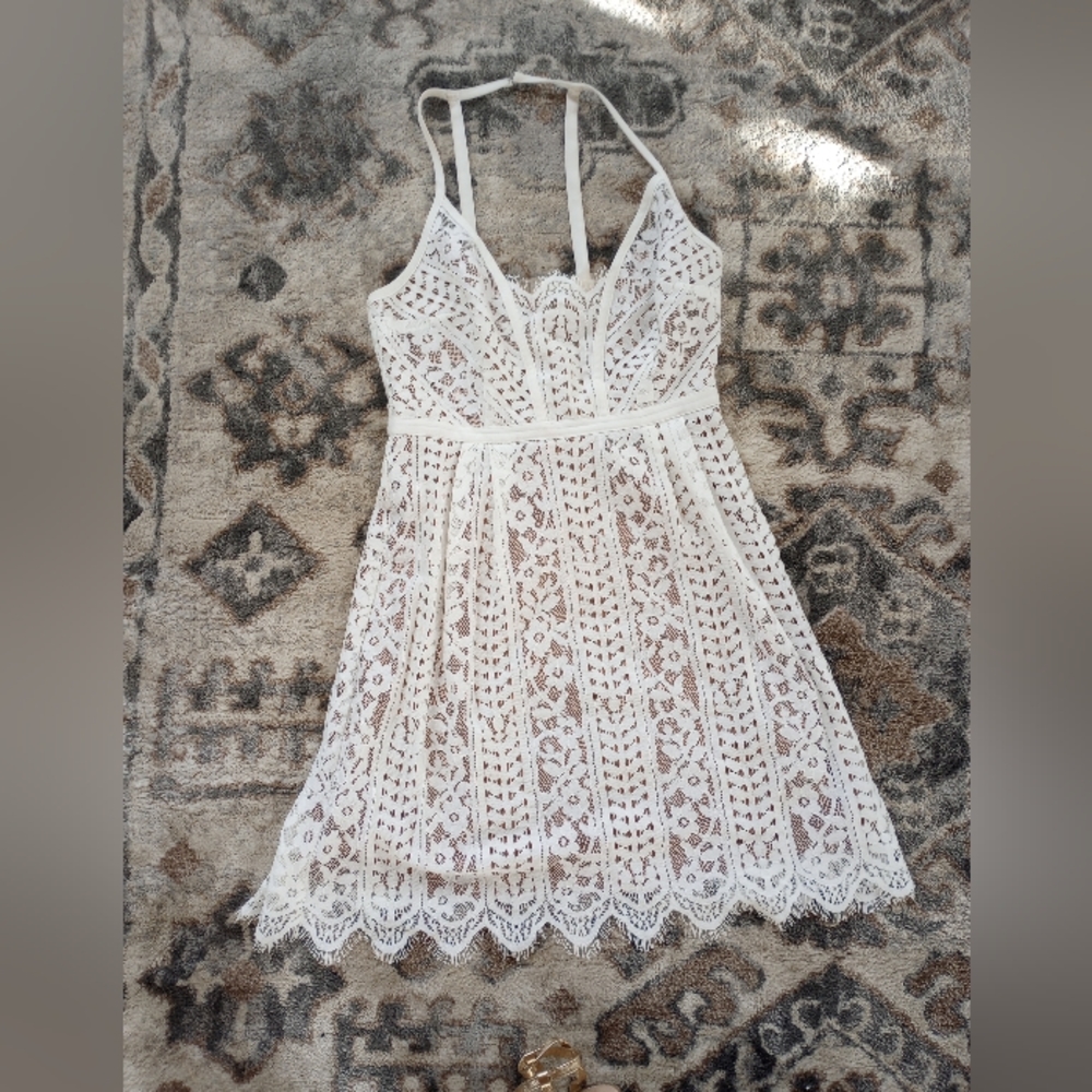 Tracy Reese white lace scalloped bottom dress 6